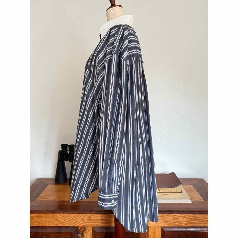 Sandro Oversized Striped Button Down Shirt Blue Grey Size S $340 - Picture 6 of 13